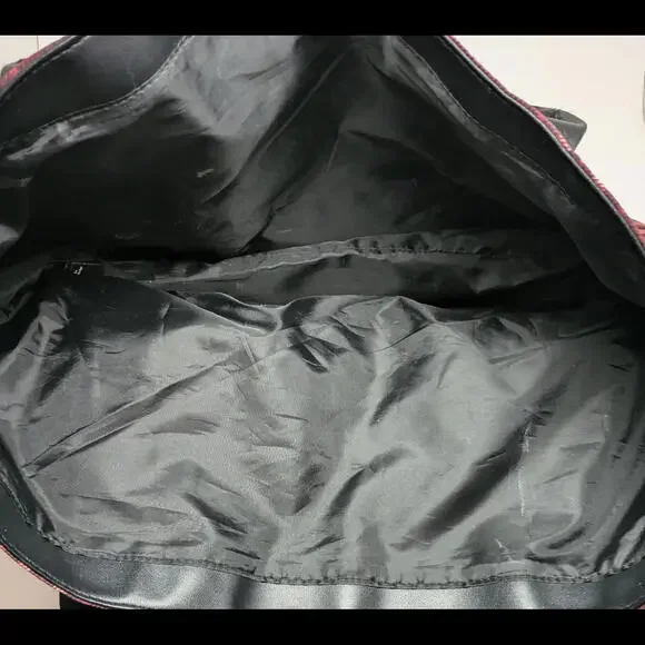 Victoria Secret Tote Bag Plaid Holiday Red Black Logo Everyday Casual Flower Bag - Picture 3 of 4